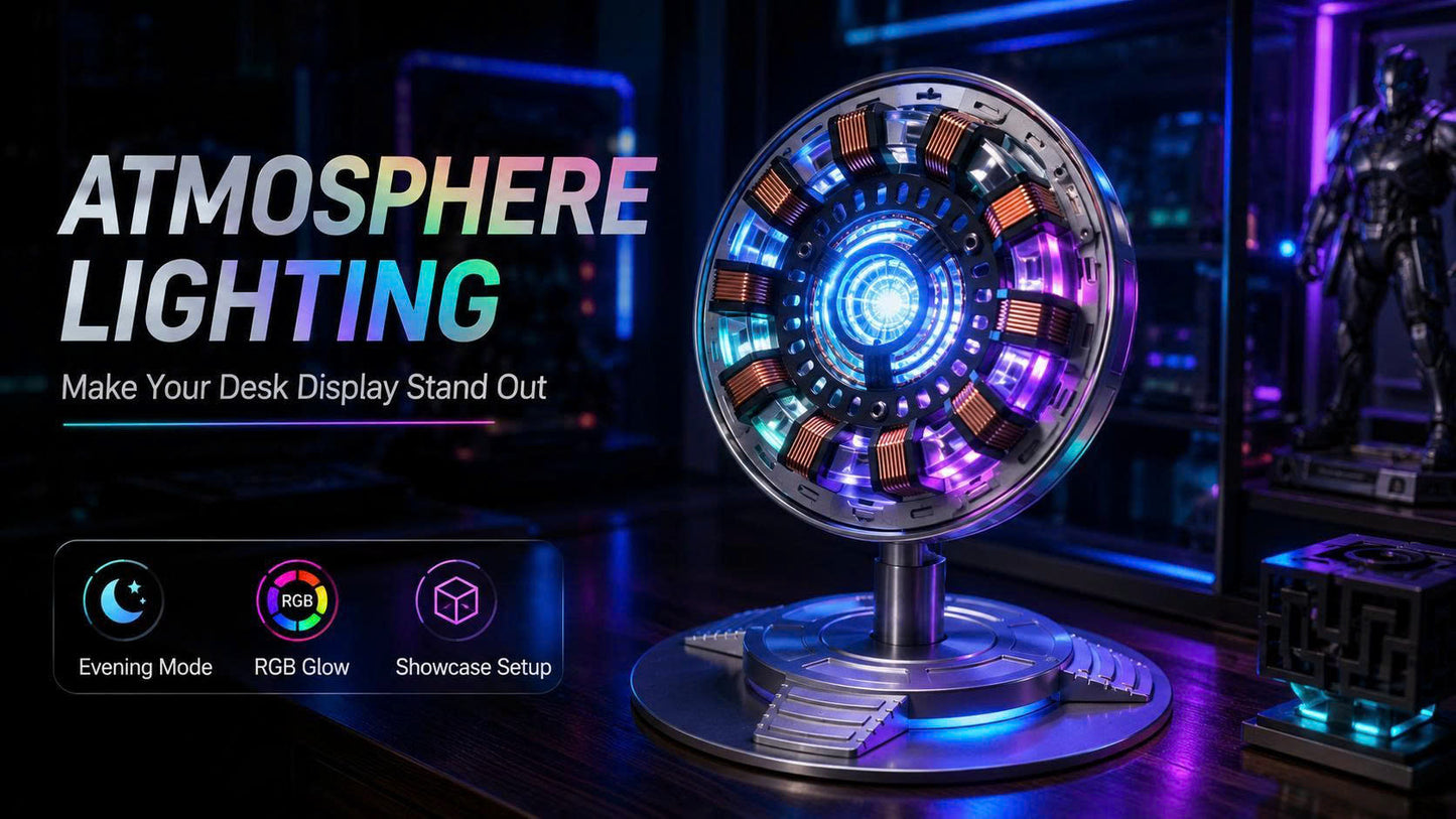 Arc Reactor LED Desk Lamp - Tony Stark Heart Metal Replica Night Light