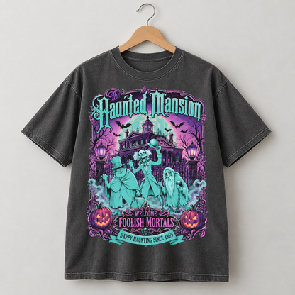 Haunted Mansion Halloween Graphic Tee Spooky Retro