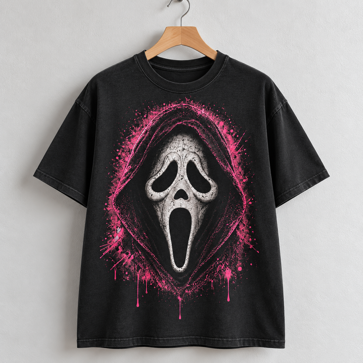 cream Ghostface Graphic T-Shirt Horror Movie Style