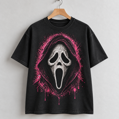 cream Ghostface Graphic T-Shirt Horror Movie Style