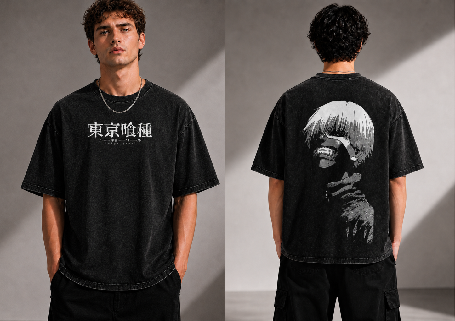 Tokyo Ghoul Ken Acid Washed Oversized Anime T-Shirt