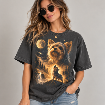 Yorkshire Terrier T-Shirt, Yorkie Moonlight Dog Graphic Tee