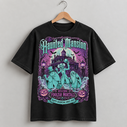 Haunted Mansion Halloween Graphic Tee Spooky Retro