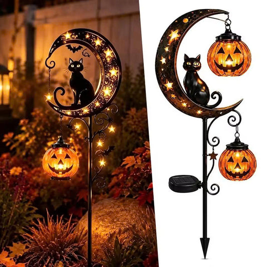 Solar Halloween Pathway Lights - Black Cat & Pumpkin Decor