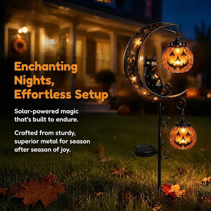Solar Halloween Pathway Lights - Black Cat & Pumpkin Decor
