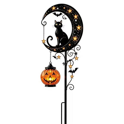 Solar Halloween Pathway Lights - Black Cat & Pumpkin Decor