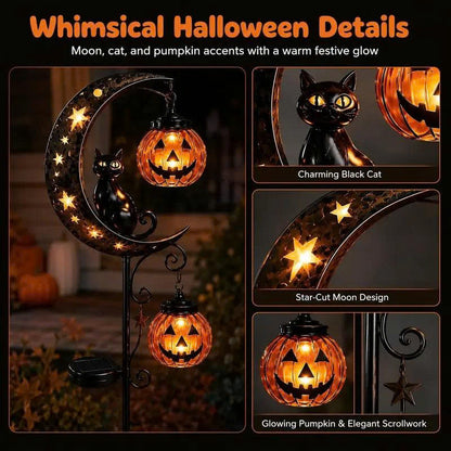 Solar Halloween Pathway Lights - Black Cat & Pumpkin Decor