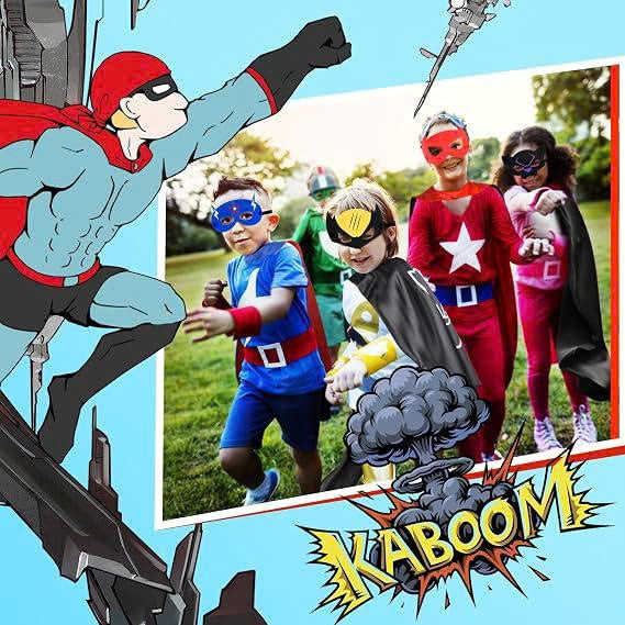 Kids Halloween Superhero Costumes: Capes and Masks Set