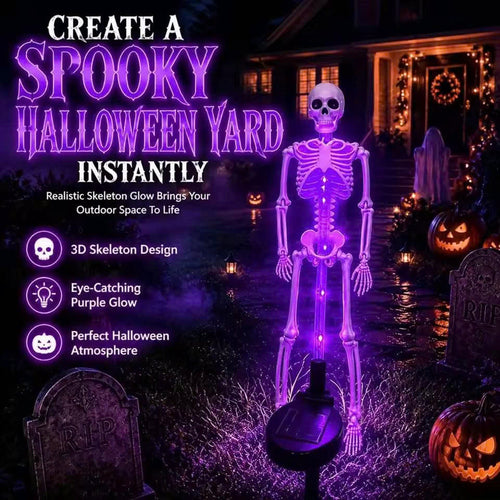 Solar Halloween Skeleton Yard Stake: Glowing Outdoor Lawn Decor