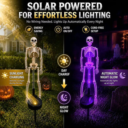 Solar Halloween Skeleton Yard Stake: Glowing Outdoor Lawn Decor
