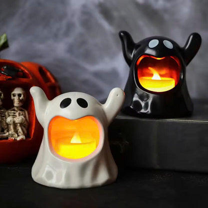 Halloween Ghost LED Candle Lamp: Flameless Tabletop Light Decor