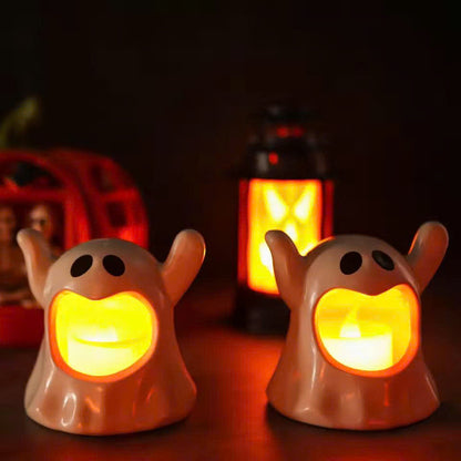 Halloween Ghost LED Candle Lamp: Flameless Tabletop Light Decor
