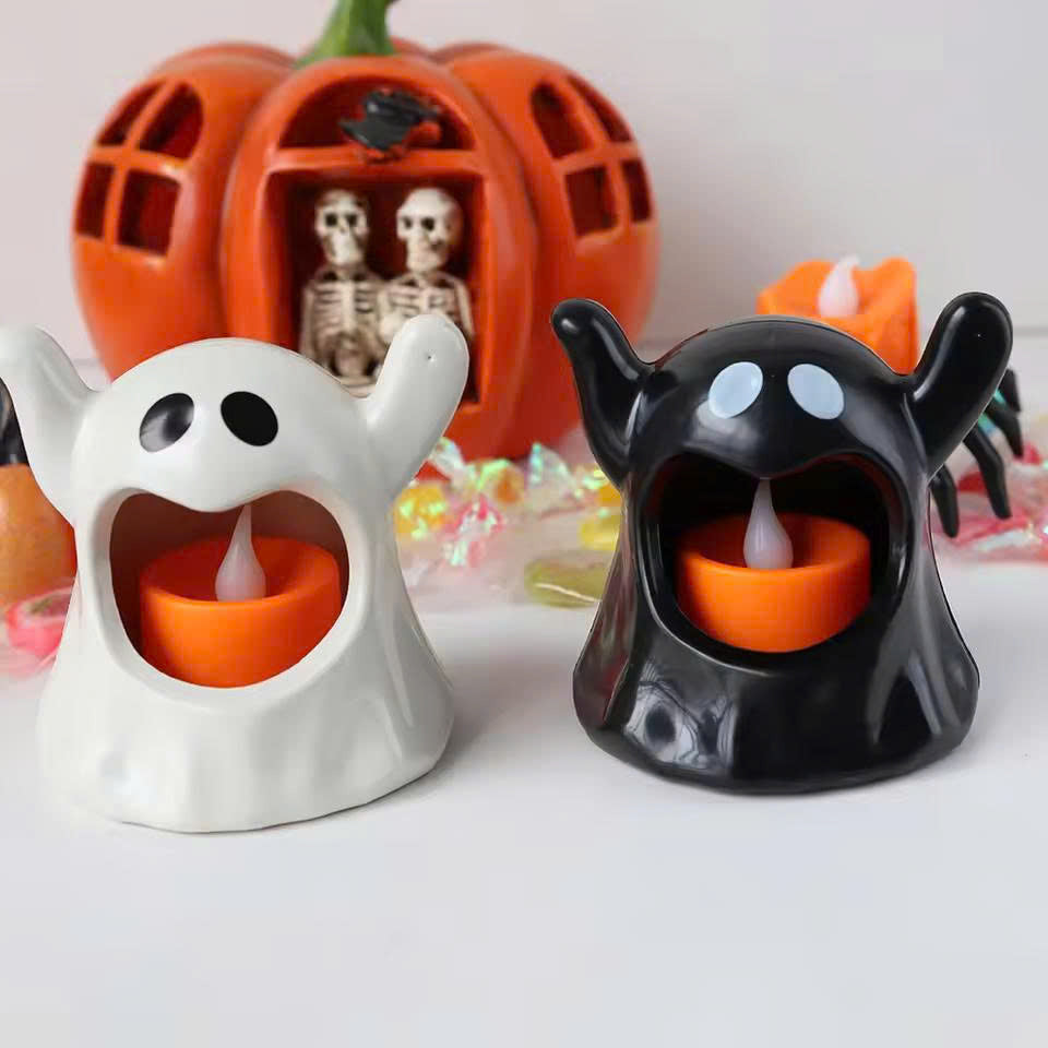 Halloween Ghost LED Candle Lamp: Flameless Tabletop Light Decor