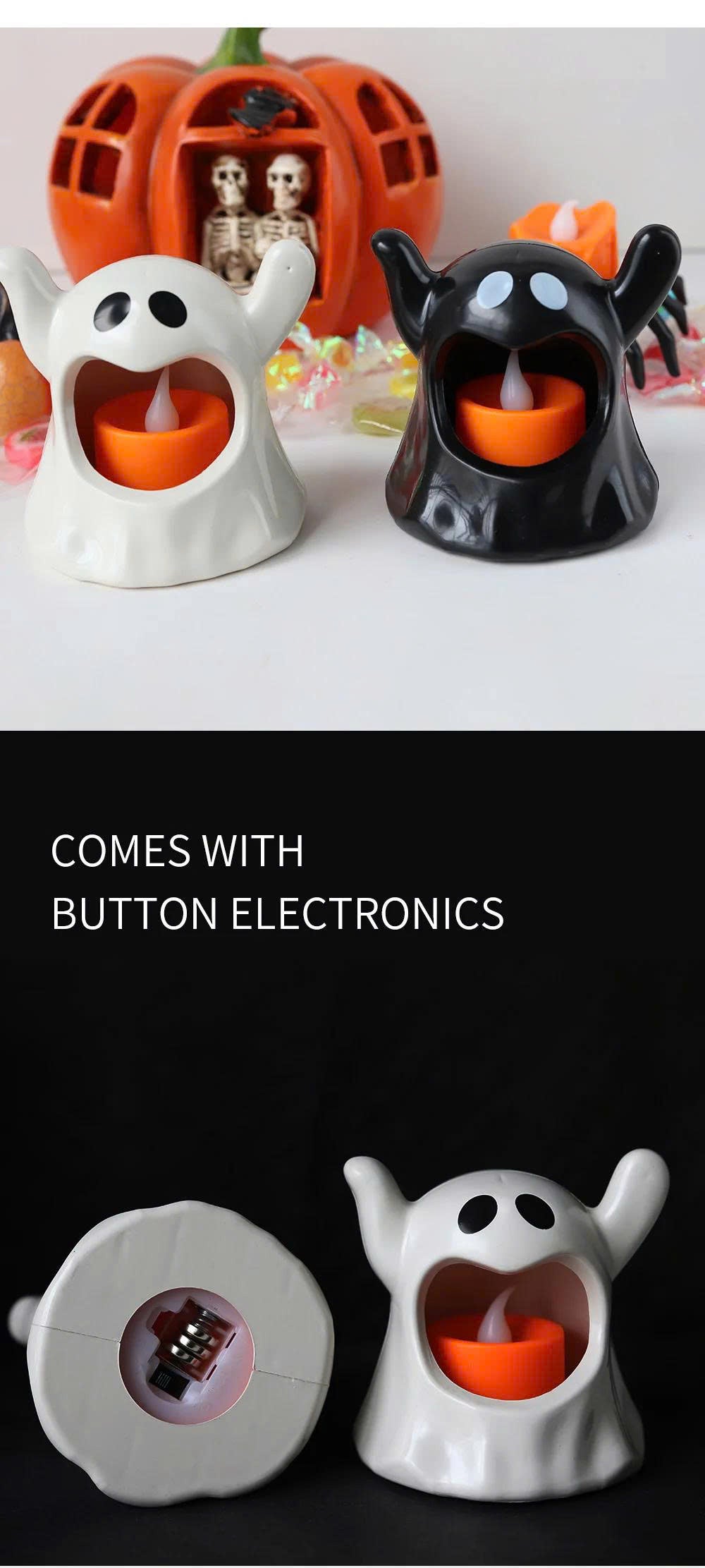 Halloween Ghost LED Candle Lamp: Flameless Tabletop Light Decor