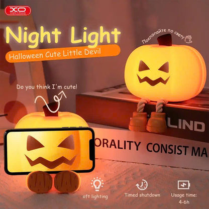 Cute Silicone Pumpkin Night Light: Dimmable LED Bedside Lamp for Kids