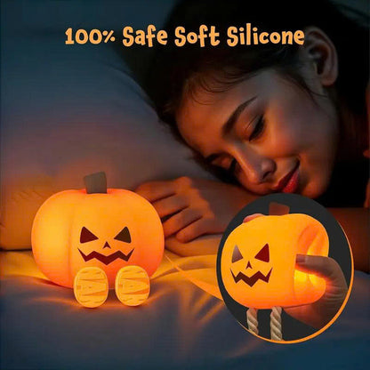 Cute Silicone Pumpkin Night Light: Dimmable LED Bedside Lamp for Kids