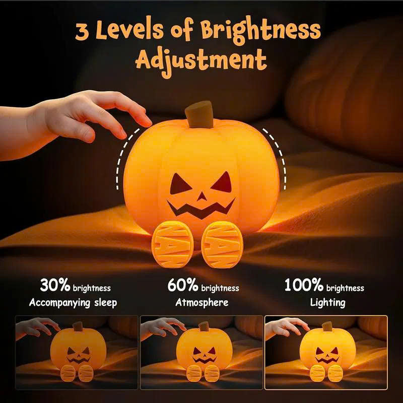 Cute Silicone Pumpkin Night Light: Dimmable LED Bedside Lamp for Kids