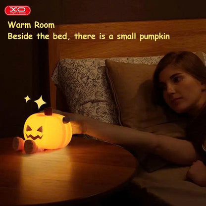 Cute Silicone Pumpkin Night Light: Dimmable LED Bedside Lamp for Kids