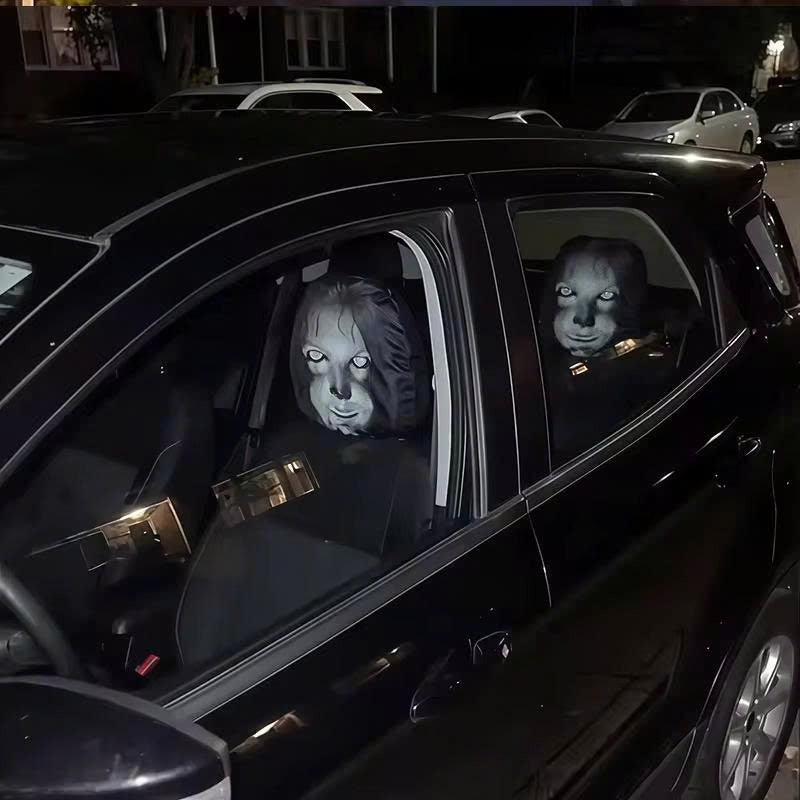 2Pack Spooky Ghost Face Headrest Covers for Cars - Halloween Auto Decor