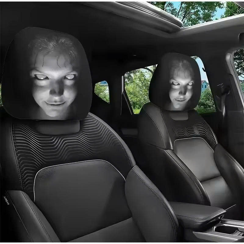 2Pack Spooky Ghost Face Headrest Covers for Cars - Halloween Auto Decor