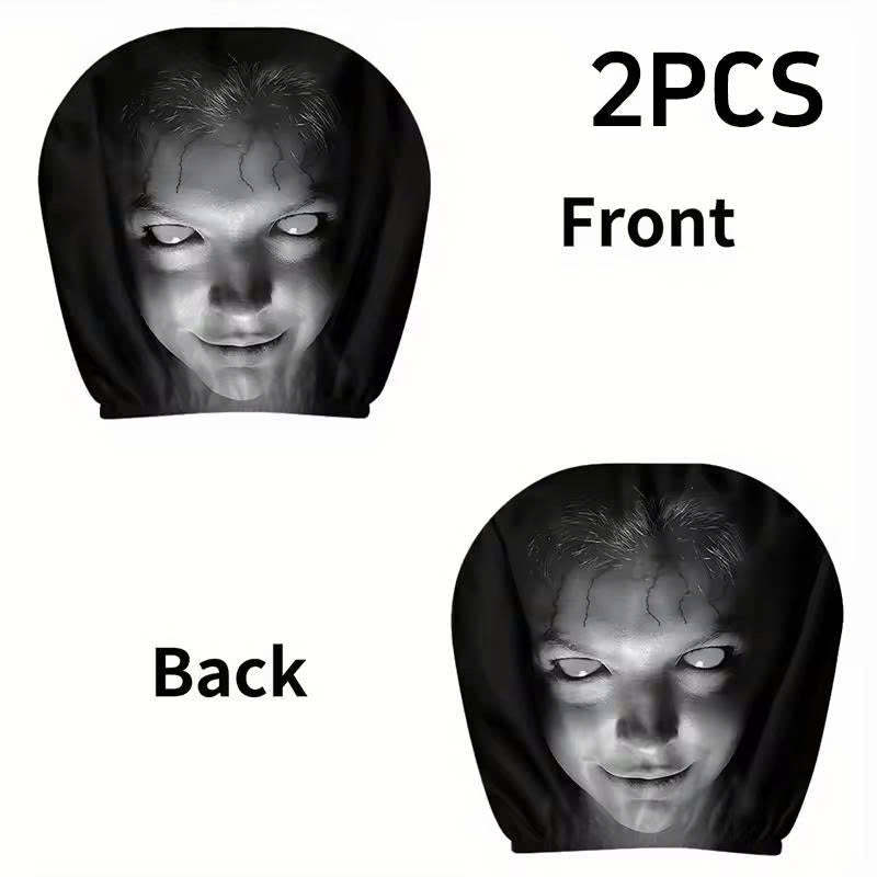2Pack Spooky Ghost Face Headrest Covers for Cars - Halloween Auto Decor