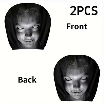 2Pack Spooky Ghost Face Headrest Covers for Cars - Halloween Auto Decor