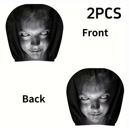 2Pack Spooky Ghost Face Headrest Covers for Cars - Halloween Auto Decor