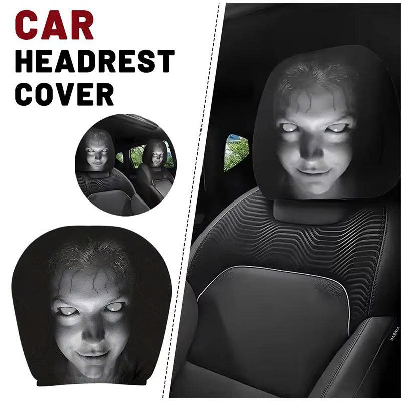 2Pack Spooky Ghost Face Headrest Covers for Cars - Halloween Auto Decor
