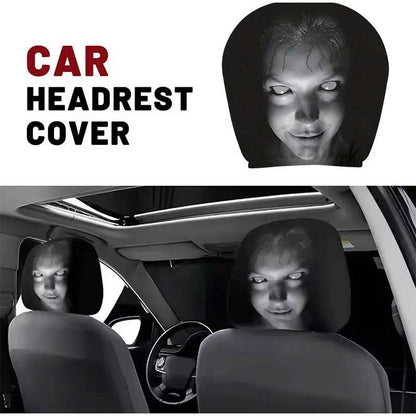 2Pack Spooky Ghost Face Headrest Covers for Cars - Halloween Auto Decor