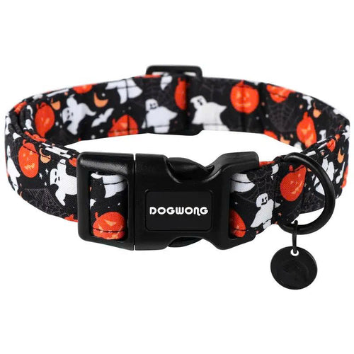 Adjustable Halloween Dog Collar - Soft Cotton Pumpkin Collar for Small Medium Large Dogs