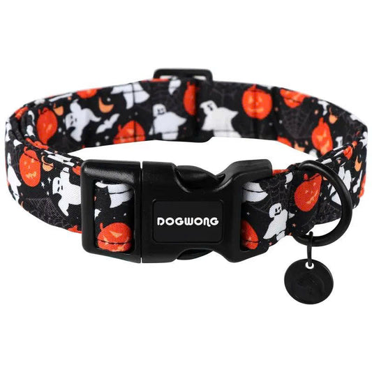 Adjustable Halloween Dog Collar - Soft Cotton Pumpkin Collar for Small Medium Large Dogs
