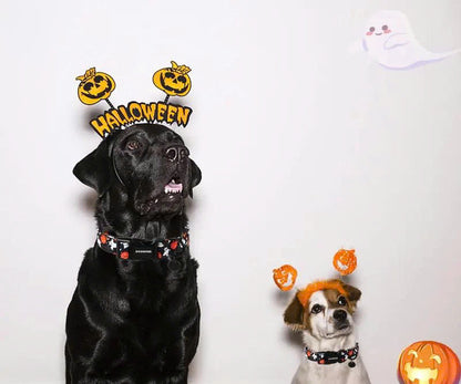 Adjustable Halloween Dog Collar - Soft Cotton Pumpkin Collar for Small Medium Large Dogs