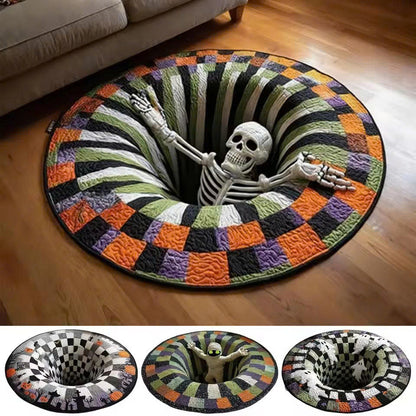 3D Optical Illusion Halloween Rug - Non-Slip Round Doormat