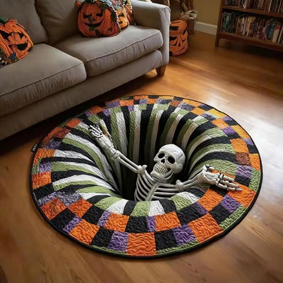 3D Optical Illusion Halloween Rug - Non-Slip Round Doormat