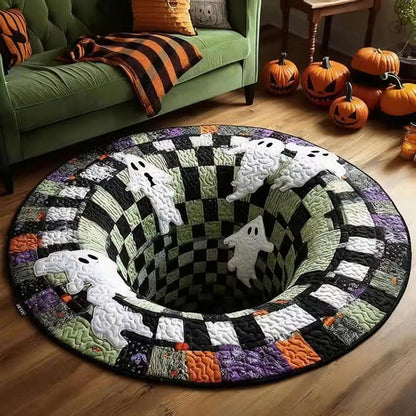 3D Optical Illusion Halloween Rug - Non-Slip Round Doormat