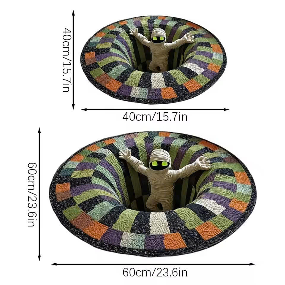 3D Optical Illusion Halloween Rug - Non-Slip Round Doormat