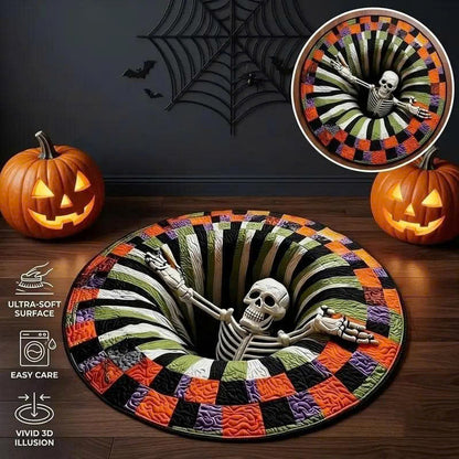 3D Optical Illusion Halloween Rug - Non-Slip Round Doormat