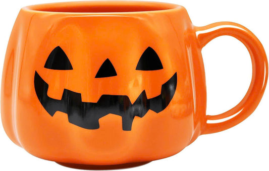 Ceramic Halloween Pumpkin Coffee Mug - 14 oz Jack O’Lantern Cup