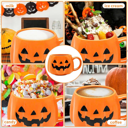 Ceramic Halloween Pumpkin Coffee Mug - 14 oz Jack O’Lantern Cup