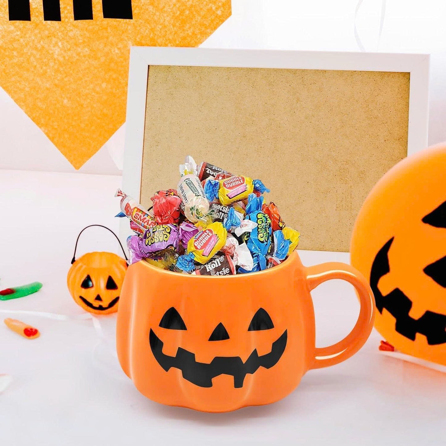 Ceramic Halloween Pumpkin Coffee Mug - 14 oz Jack O’Lantern Cup