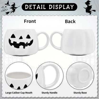 Ceramic Halloween Pumpkin Coffee Mug - 14 oz Jack O’Lantern Cup