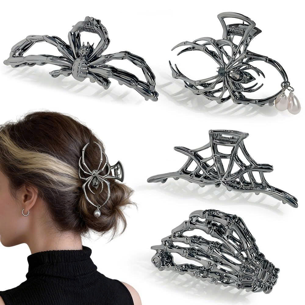 4PCS Gothic Metal Halloween Hair Claw Clips Set for Women