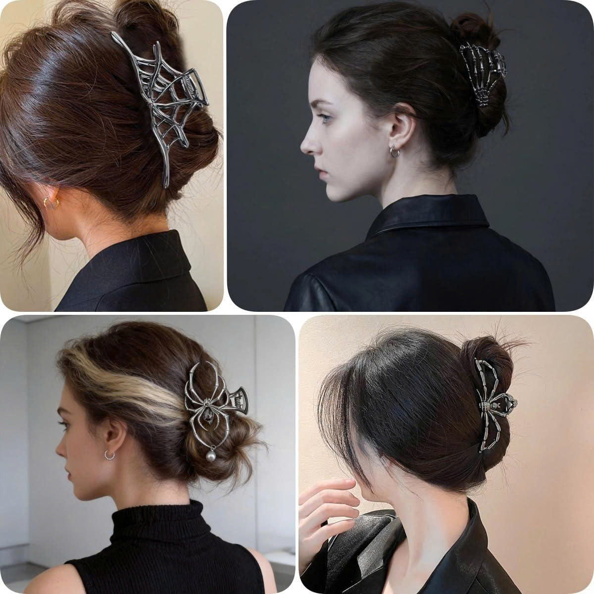 4PCS Gothic Metal Halloween Hair Claw Clips Set for Women