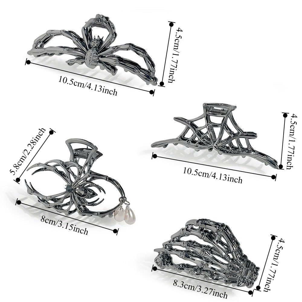 4PCS Gothic Metal Halloween Hair Claw Clips Set for Women