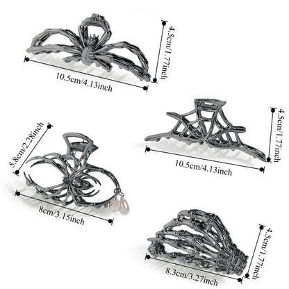 4PCS Gothic Metal Halloween Hair Claw Clips Set for Women