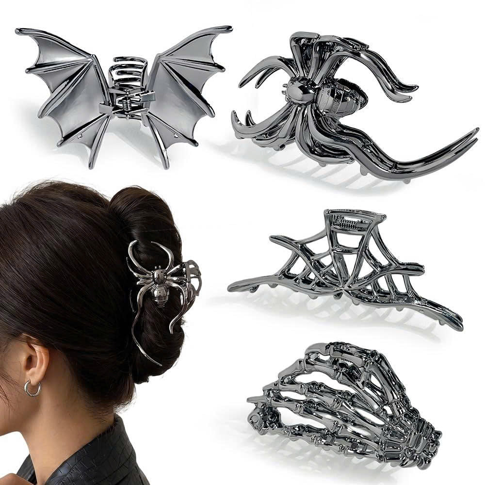4PCS Gothic Metal Halloween Hair Claw Clips Set for Women