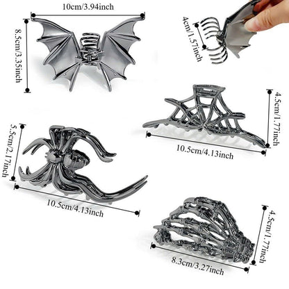 4PCS Gothic Metal Halloween Hair Claw Clips Set for Women