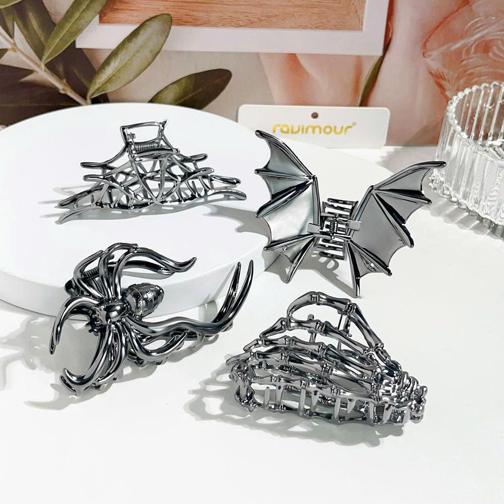 4PCS Gothic Metal Halloween Hair Claw Clips Set for Women