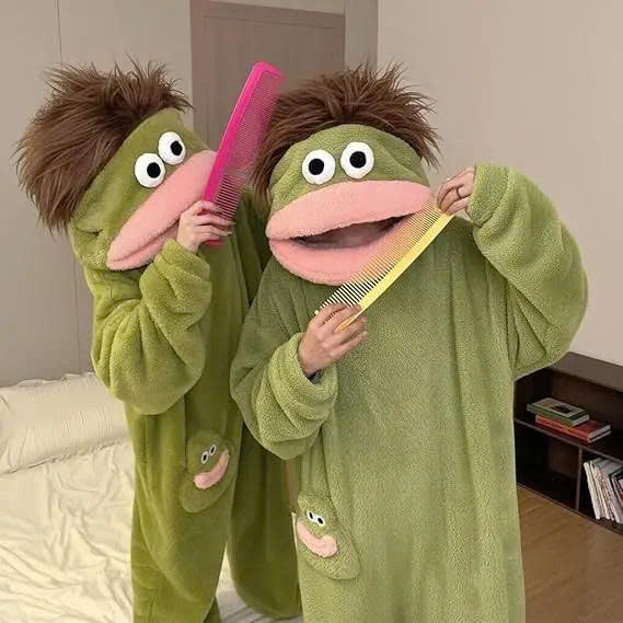Funny Big Mouth Monster Onesie Pajamas with Giant Comb