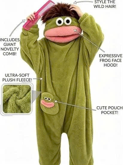 Funny Big Mouth Monster Onesie Pajamas with Giant Comb